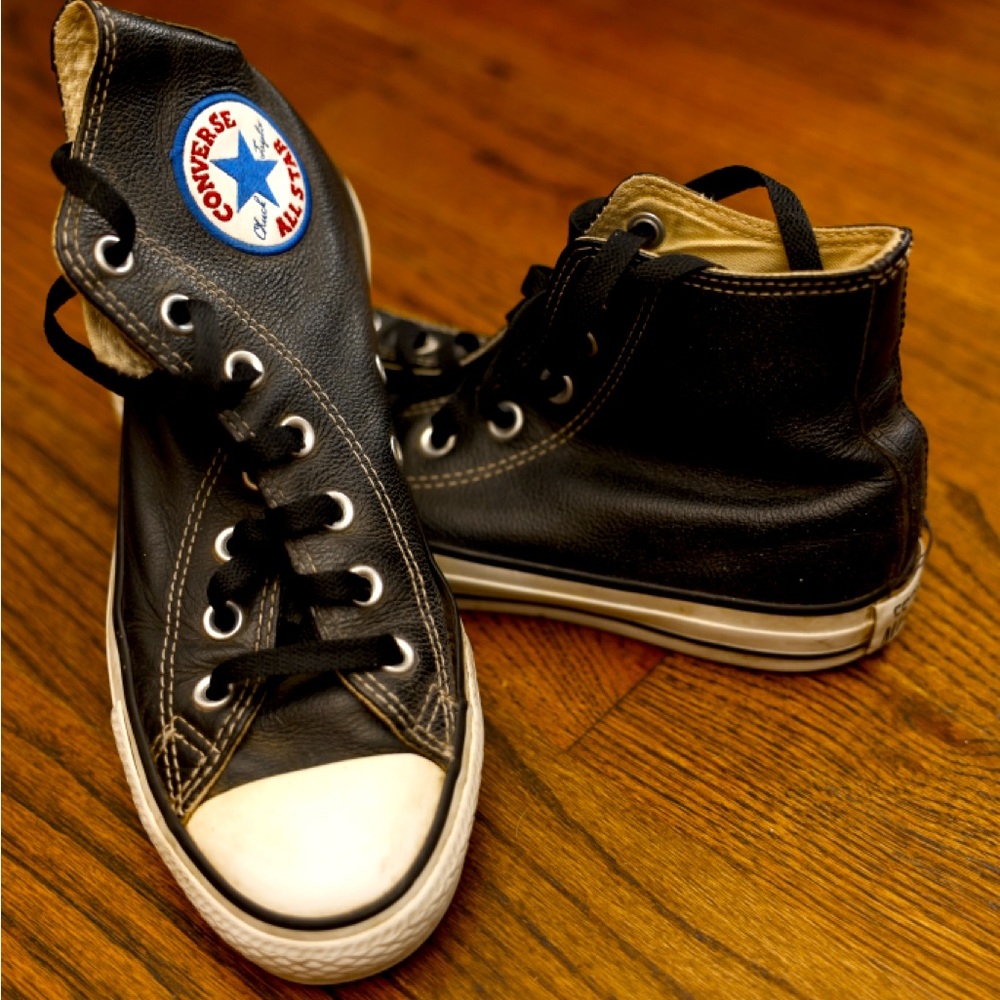 Converse high top vintage leather black size 7